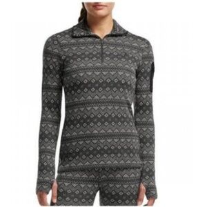 Icebreaker‎ Base Layer Bodyfit 260 Fair Isle 1/4 Zip Merino Wool Gray, XS